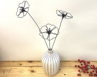 Poppy wire flowers bouquet from three flowers/ Wire office decoration/ Home wire decoration.