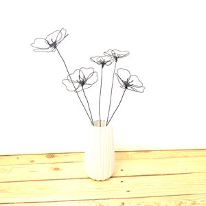 Poppy wire flowers bouquet from five flowers/ handmade wire flowers / Office decoration/ Home decoration/ 3D flowers / August birth flower.