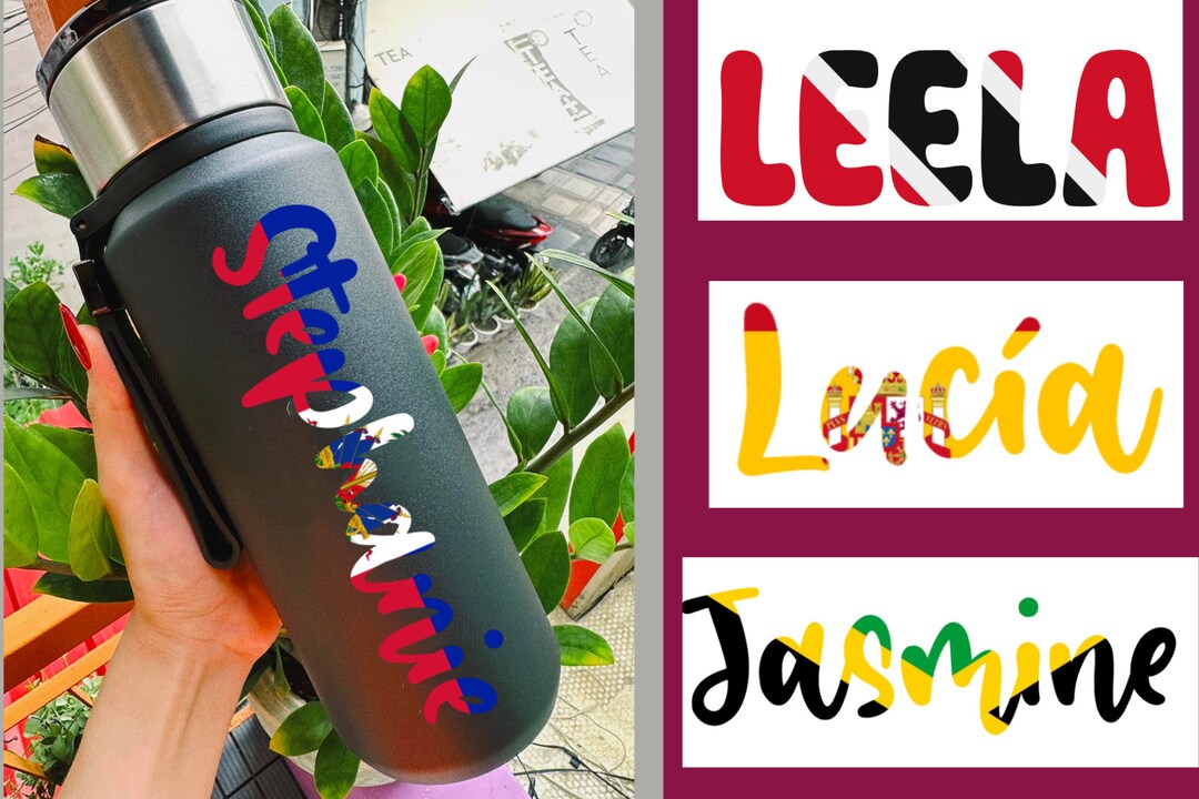 Custom Name Flag Decal Water Bottle Stickers Personalized Stickers ...