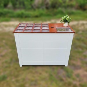 Colapsable 4ft Charcuterie Cart with Ice Tray Portable Snack Bar Food Display Cart Folding Candy Bar Shiplap Bar Cart for Mobile Events