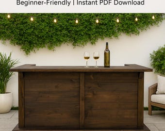 PDF Download, DIY Outdoor Bar plans, Simple bar construction guide, Wooden bar construction plans, Simple patio bar guide, Beginner friendly