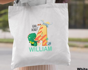 Personalized Dinosaur Party Favor Bags, 4th Birthday Boy, Dino Party Favors, Toddler Boy Gifts, Dinosaur Gifts, Toddler Birthday Giftbag