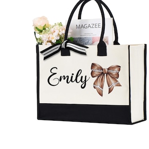 Football Coquette Bow Bag, Custom Name Football Tote Bag, Football Lover Gift, Woman Football Team, Mom Football Tote, Football Mama Bag
