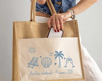 Girls Trip 2026 Bag, Girls Weekend Totes, Nautical Party Favor, Jute Tote, Group Cruise Gifts