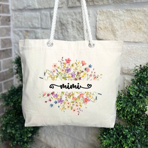 Floral Mimi Tote Bag, Thoughtful Gift for Grandma, Unique Mimi Gift Idea