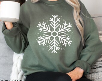 Snowflake Sweatshirt, Winter Sweater for Women, Christmas Sweatshirt Woman, Mama Christmas Sweatshirt, Grandma Christmas Gift