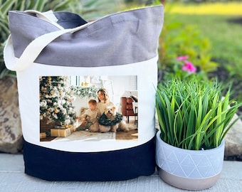 Custom Picture Tote Bag, Photo Tote Bag, Tote Bag With Picture, Image Tote Bag, Gift for Family, Trendy Tote Bag, Personalized Photo Gift