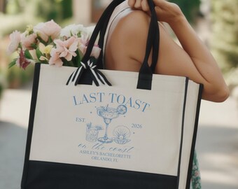 Last Toast on the Coast Tote Bag, Bridesmaid Totes, Destination Wedding Bag, Coastal Bachelorette