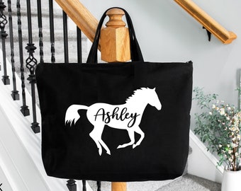 Personalized Horse Tote Bag, Horse Tote Bag, Personalized Gift, Horse Trainer Gift, Horse Lover Gift, Gift For Horse Owner, Equestrian Gifts