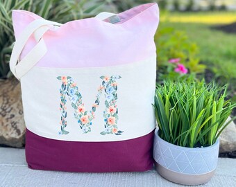 Personalized Initial Tote Bags, Bridesmaid Tote Bags, Bridesmaid Bag Gift, Custom Name Tote, Thanksgiving Gift, Wedding Gift, Party Gift Bag