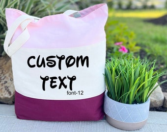 Personalized Tote Bag, Custom Text, Custom Logo Tote Bag, Personalized Gift, Girls Trip Gift, Custom Canvas Tote, Custom Tote Bag, Logo Bags
