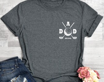 Golf Dad Shirt Est 2026, Golfer Dad Gift Tee, Gift for Golf Loving Father, New Dad Golf Shirt, Minimal Chest Print Tee