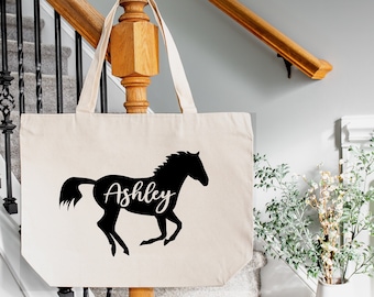 Personalized Horse Tote Bag, Horse Tote Bag, Personalized Gift, Horse Trainer Gift, Horse Lover Gift, Gift For Horse Owner, Equestrian Gifts