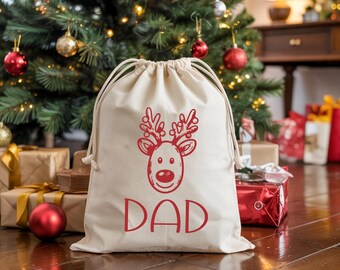 Custom Christmas Sacks for Family, Santa Sack with Name, Christmas Eve Sack for Christmas Presents, Reusable Gift Wrap Santa Delivery Sack