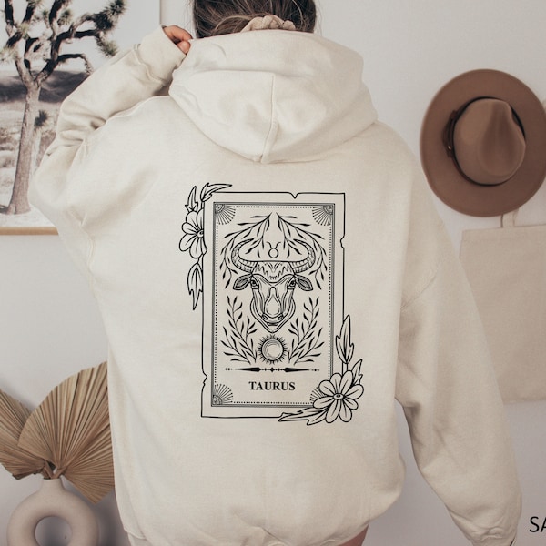 Zodiac Taurus Hoodie, Trendy Hoodie, Astrology Back Print Hoodie, Birthday Gift, Gifts For Taurus, Taurus Birthday Gift, Bday Gifts for Girl