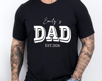 Gift for Dad from Kids, Personalized Name Shirt for Father, Custom Dad Year Tee, Meaningful Family Gift, New Dad Keepsake