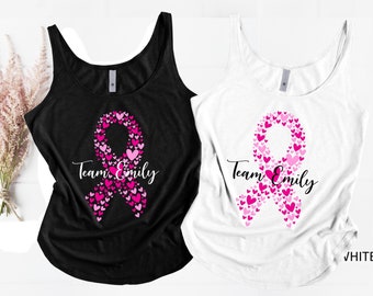 Personalized Breast Cancer Support Squad Tank Top, Custom Cancer Supporter Tee, Breast Cancer Team Shirts, Cancer Shirt