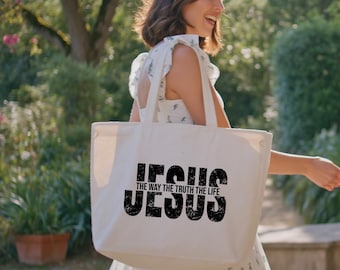 Jesus Tote Bag, Christian Tote Bag, Faith Tote Bag, Bible Verse Bag, Jesus The Way The Truth The Life Bag, Jesus Lover Tote Bag