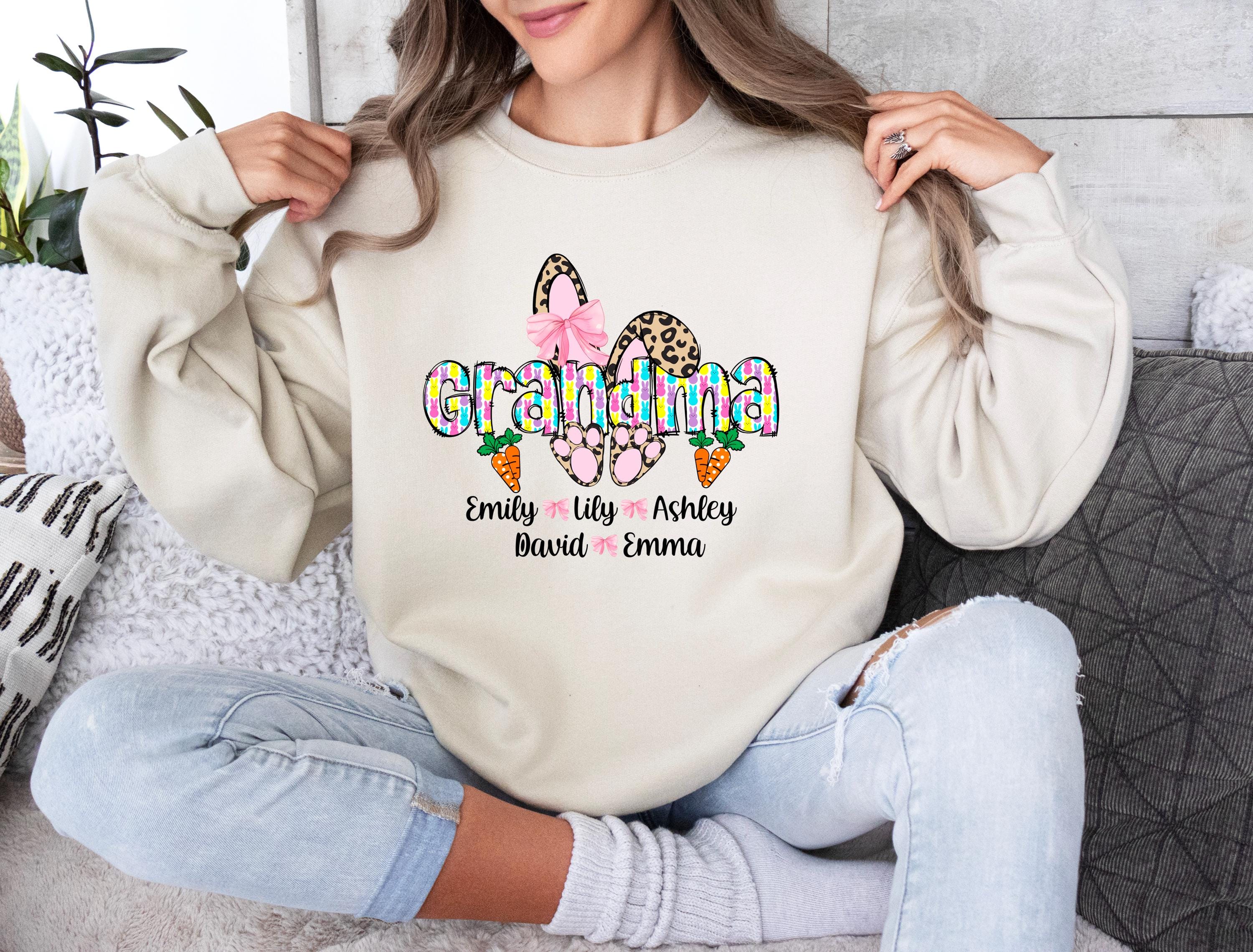 Custom Easter Grandma Sweatshirt, Easter Grandma Gift, Grandma Bunny Shirt, Easter Sweatshirt For Grandma, Easter Gift for Grandma