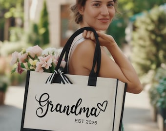 Custom Grandma Tote Bag, Grammy Tote Bag, Personalized Grandma Bag, Gift for Grandma, Grandma Est 2025 Bag, Mama Tote Bag, Mothers Day Gift
