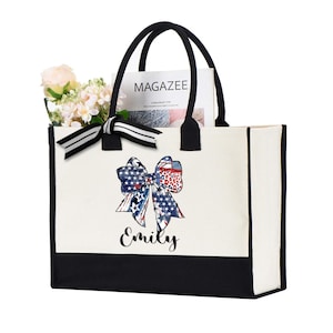 Custom Coquette 4th of July Bag, Fourth of July Gift, American Flag Bag, 4th of July Gift, 4th of July Tote Bag, American Flag Tote