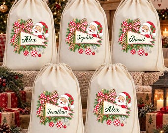 Teen Girl Gifts Santa Sack Bag, Teenage Boy Gifts, Xmas Present Sack with Name, Secret Santa Christmas Gift Bags for Family Christmas