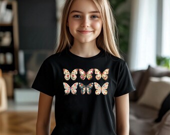 Butterfly Shirt, Floral Butterfly T-Shirt, Wildflowers Tee, Boho Butterflies Shirt, Butterfly Tee, Cute Butterfly Shirt,Butterfly Lover Gift