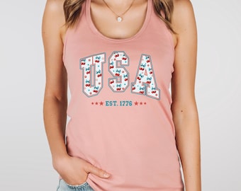 Usa 1776 Shirt, Usa Tank Top, Usa Clothing, Cherry Usa Shirt, Patriotic Tank, America Tank, Fourth of July Top
