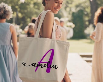 Customizable Canvas Tote Bag with Your Name, Personalized Eco-Friendly Tote Bag