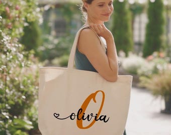 Custom Zippered Tote Bag, Monogram Tote bag, Tote Bag With Zipper, Zipper Tote Bag, Weekender Tote Bag
