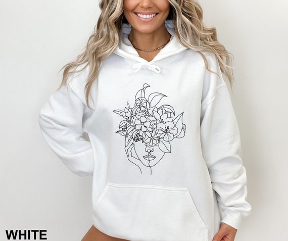 Flower Head Woman Hoodie, Flower Human Face, Woman With