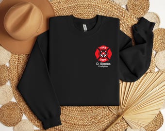 Custom Name Firefighter Sweatshirt, Ideal Gift for Firefighters and Firewomen, Custom Firefighter Apparel