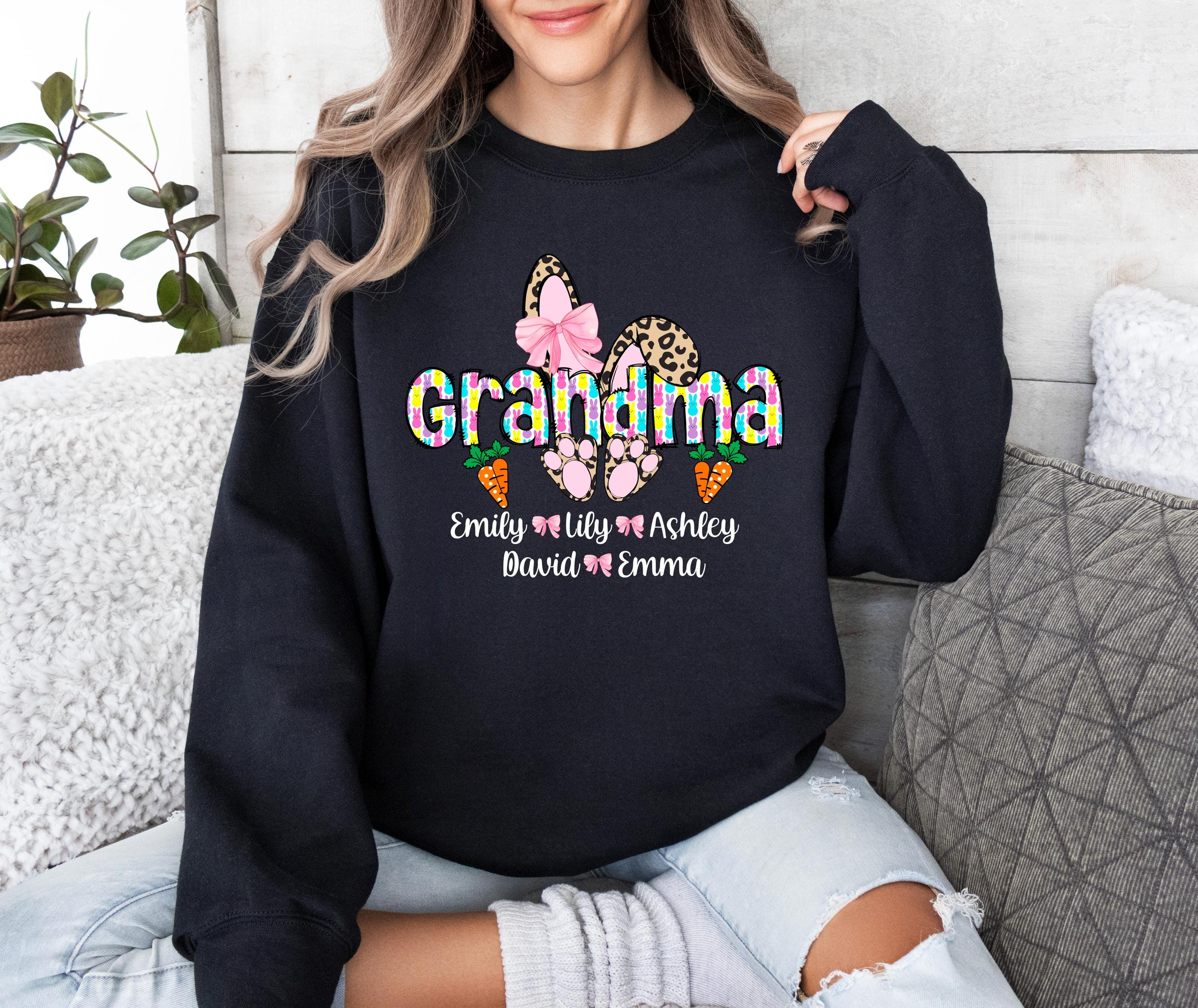 Custom Easter Grandma Sweatshirt, Easter Grandma Gift, Grandma Bunny Shirt, Easter Sweatshirt For Grandma, Easter Gift for Grandma