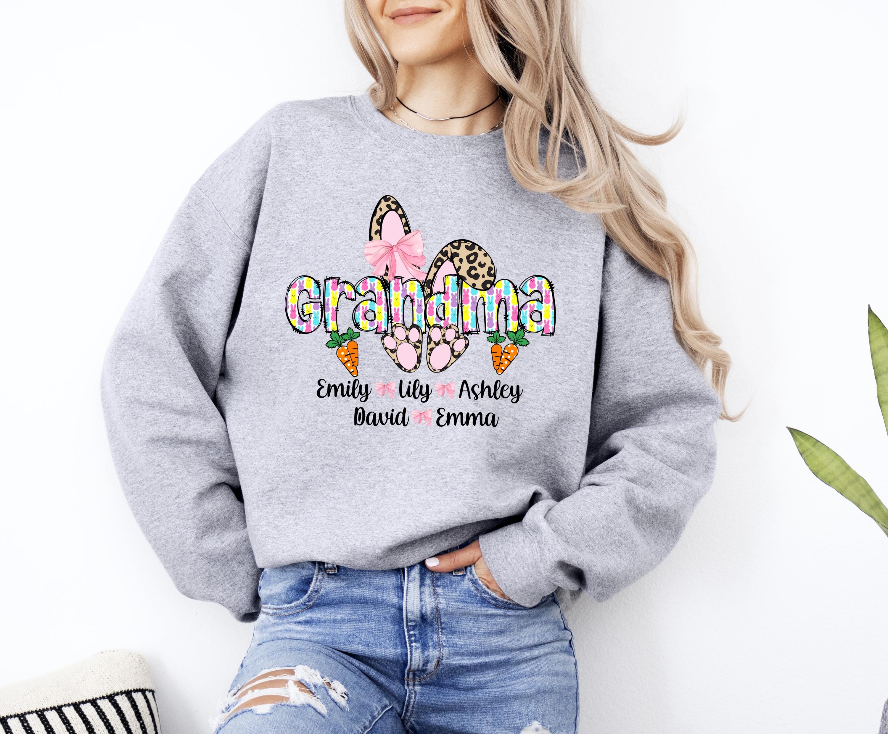 Custom Easter Grandma Sweatshirt, Easter Grandma Gift, Grandma Bunny Shirt, Easter Sweatshirt For Grandma, Easter Gift for Grandma