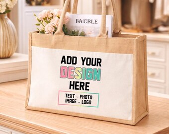 Custom Bulk Jute Bag, Personalized Burlap Bag, Custom Logo Jute Bag, Custom Photo Bag, Custom Image Jute Bag, Your Logo Jute Bag
