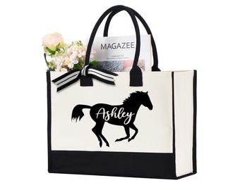 Custom Horse Gift, Horse Tote Bag, Custom Equestrian Gift, Equestrian Tote, Horse Trainer Gift, Horse Owner Gift, Equestrian Bag
