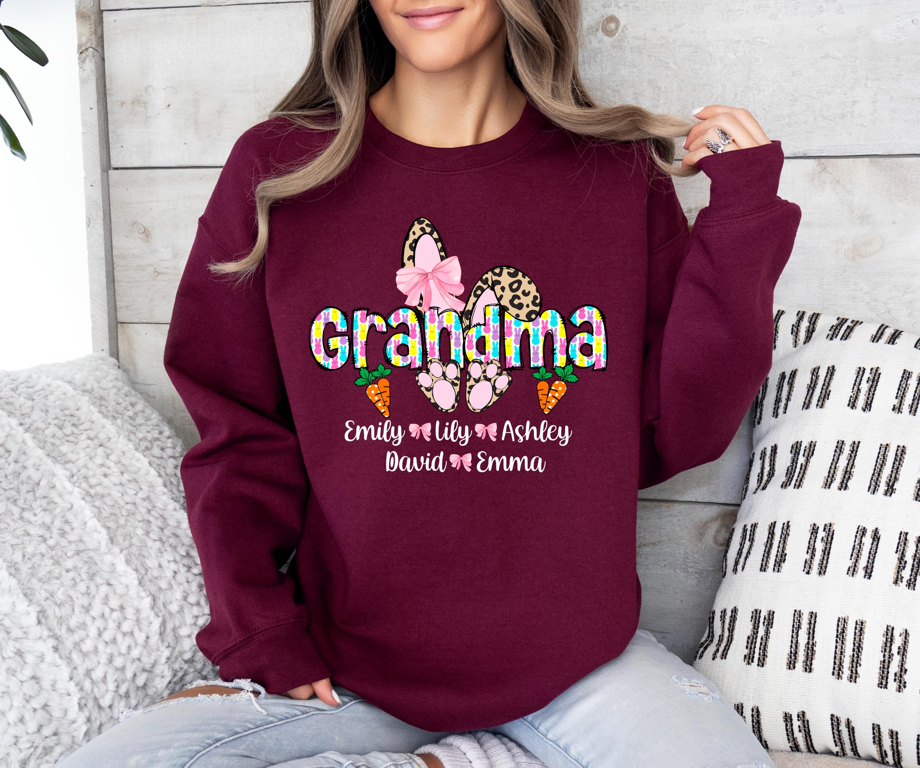 Custom Easter Grandma Sweatshirt, Easter Grandma Gift, Grandma Bunny Shirt, Easter Sweatshirt For Grandma, Easter Gift for Grandma