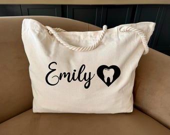 Custom Dentist Bag, Personalized Dentist Grad Gift, Orthodontist Gift, Dentist Tote, Dental Hygiene Gifts, Dental Assistant Gift