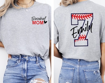 Custom Baseball Mom Tee, Baseball Mama Shirt, Baseball Numbers Shirt, Baseball Gift, Baseball Grandma, Baseball Custom Shirt With Name