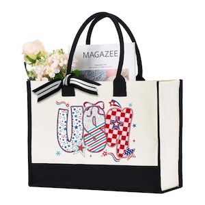 USA Flag Totes, USA Tote Bag, Happy 4th of July Tote Bag, Patriotic Gift Tote Bag, Independence Day Gift, America Tote Bag