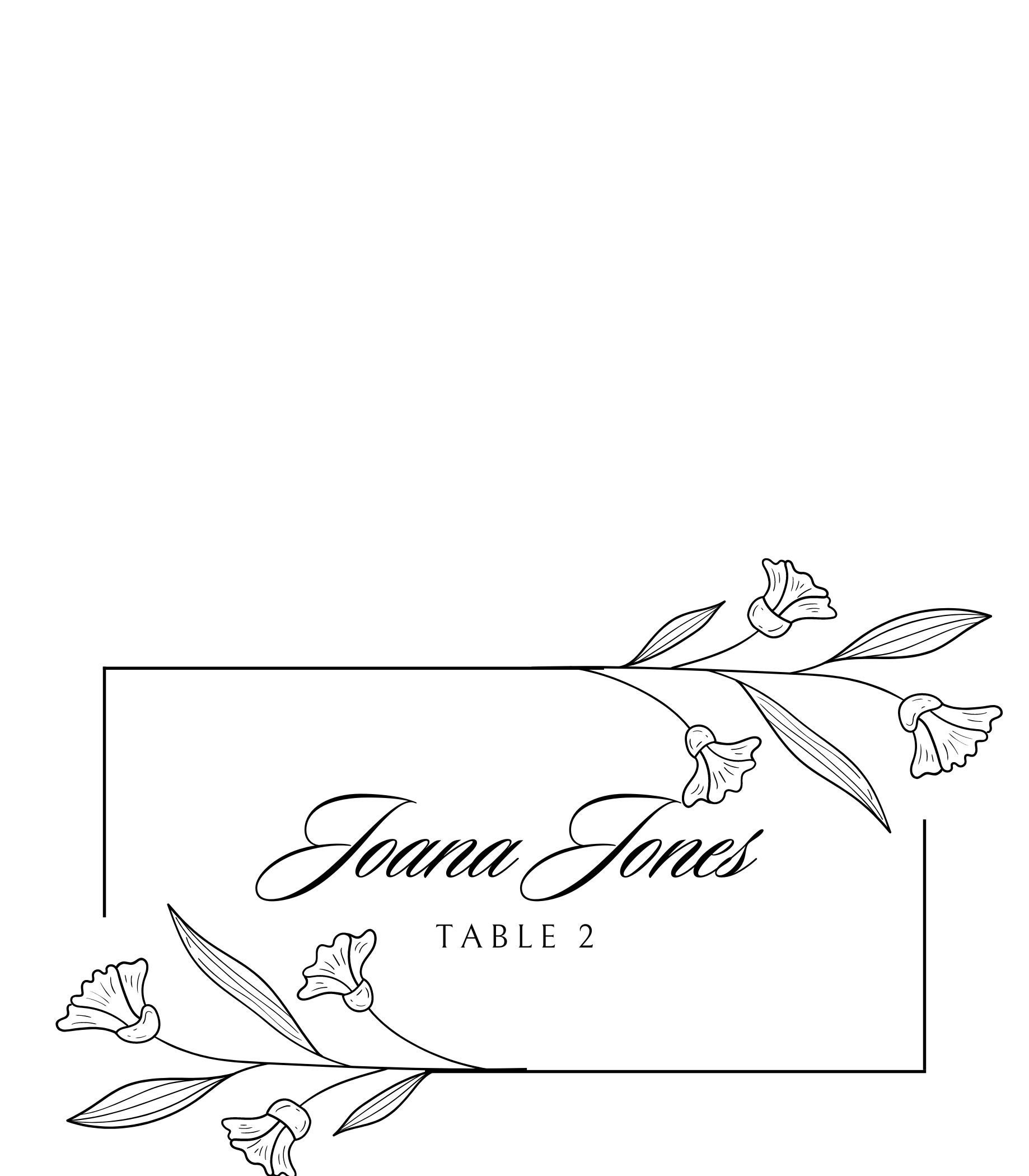 Wedding Place Card Template Digital Download PDF Etsy