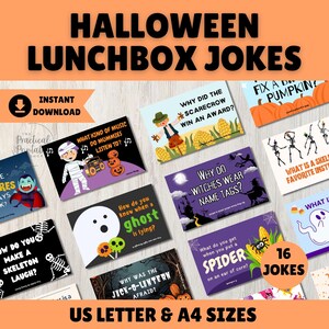 HALLOWEEN-MATLÅDESSKÄMT | Halloween-matlådelappar | Utskrivbara Halloween-matlådelappar | Halloweenskämt | Barnvänliga Halloweenskämt