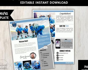 HOCKEY NEWSLETTER Editable Canva Template | Hockey Team Email | Hockey Team Flyer | 2 Page Newsletter