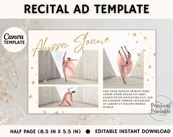 DANCE RECITAL AD Editable Canva Template | Recital Program Ad | Dancer Tribute| Dance Recital