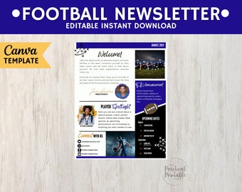 FOOTBALL TEAM NEWSLETTER Editable Canva Template | Football team Email | Football Team Flyer