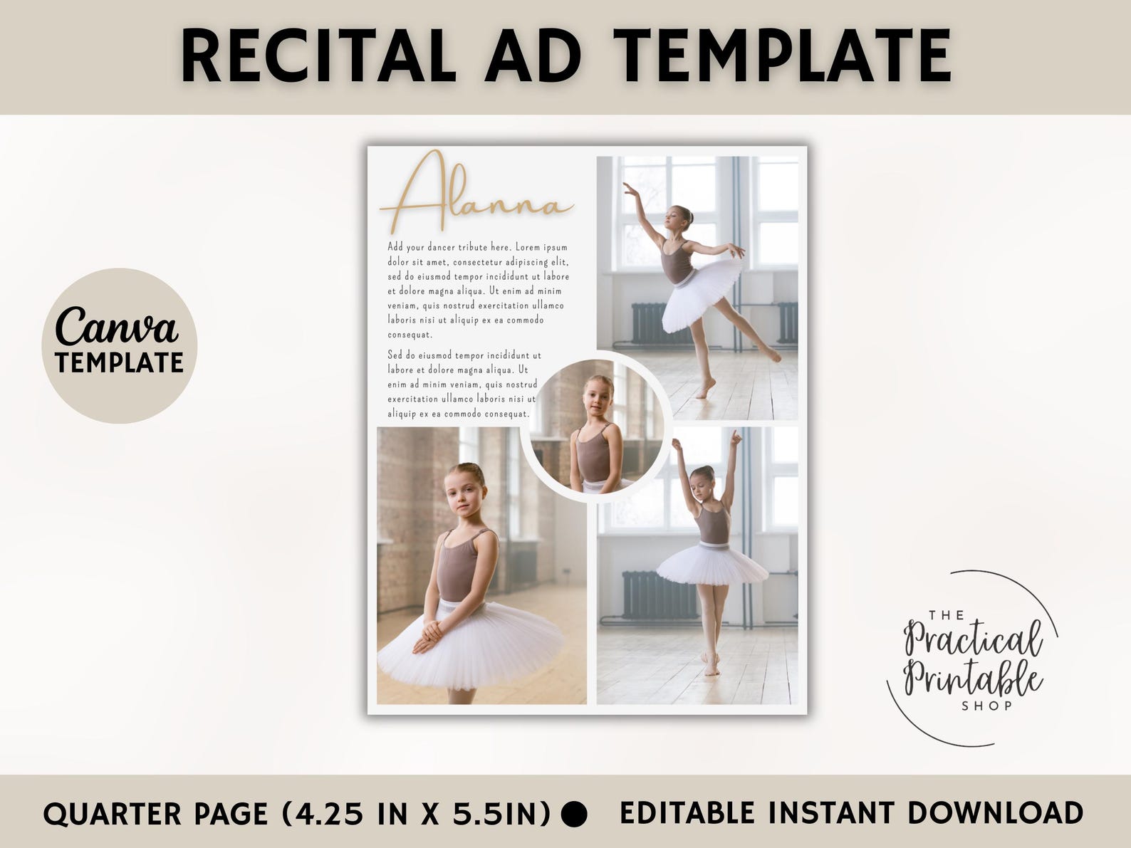 DANCE RECITAL AD Editable Canva Template | Recital Program Ad | Dancer ...