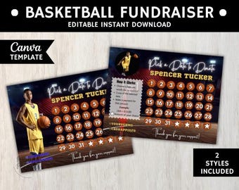 BASKETBALL FUNDRAISER Canva Template | Basketball Team Fundraiser | Basketball Pick a Date to Donate