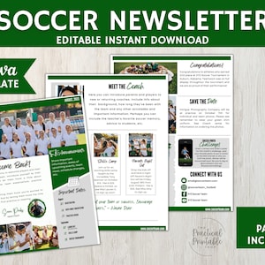 SOCCER NEWSLETTER Editable Canva Template | Soccer Team Email | Soccer Flyer | 3 Page Newsletter