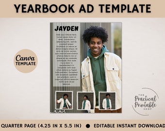 QUARTER PAGE YEARBOOK ad | Editable Canva Template | Grad Tribute | Graduation Flyer | Graduation Invitation
