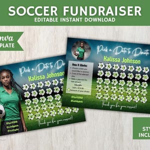 SOCCER FUNDRAISER Canva Template | Soccer Team Fundraiser | Soccer Pick a Date to Donate